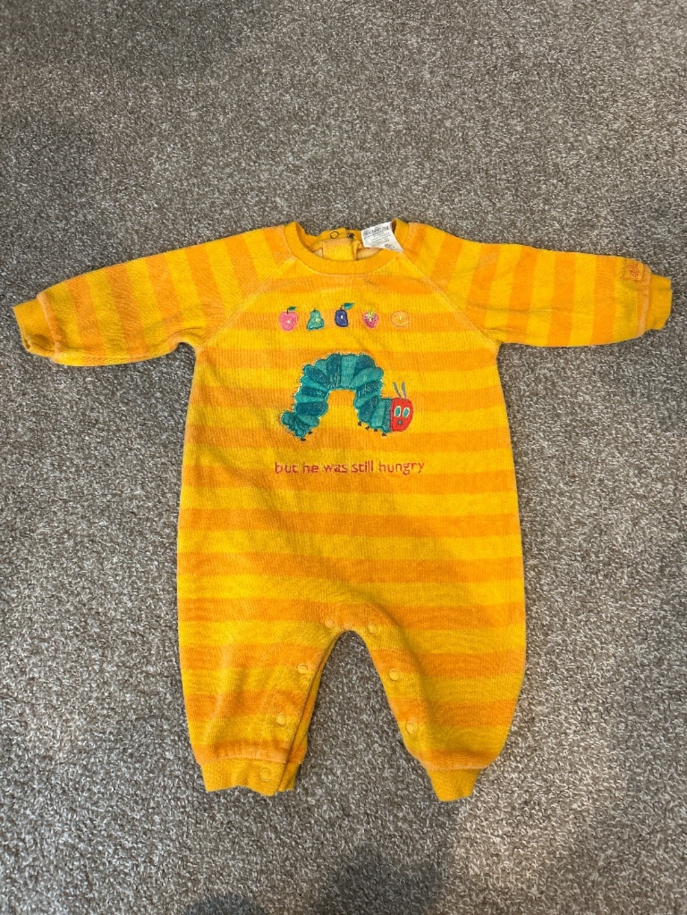 Eric Carle vintage The Very Hungry Caterpillar Velour Onesie romper Y2K 6-9